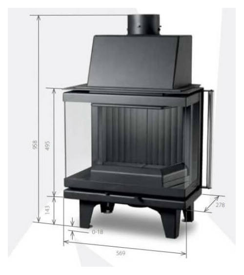 Insert de cheminée 60 BU d150 57 CM 4-6 kW