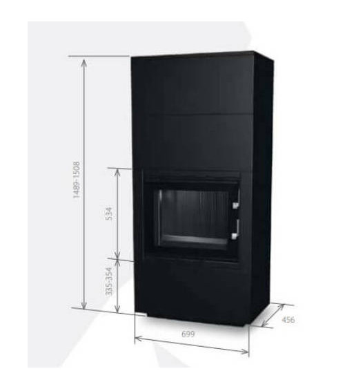 Insert de cheminée 60 B meuble noir 1+2 79x149 CM 4-6 kW