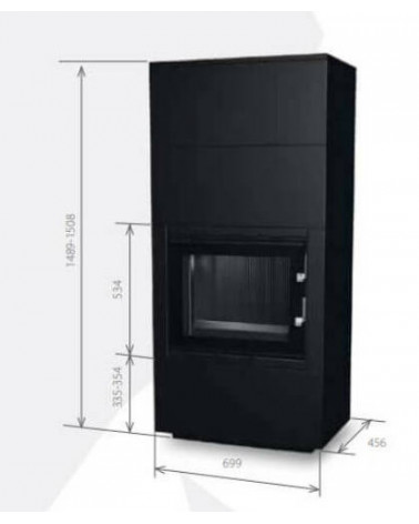 Insert de cheminée 60 B meuble noir 1+2 79x149 CM 4-6 kW