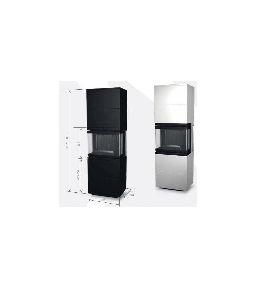 Insert de cheminée 60 BU meuble blanc 2 + 2 57x180 CM 4-6 kW