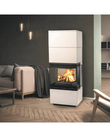 Insert de cheminée 60 BU meuble blanc 2 + 2 57x180 CM 4-6 kW