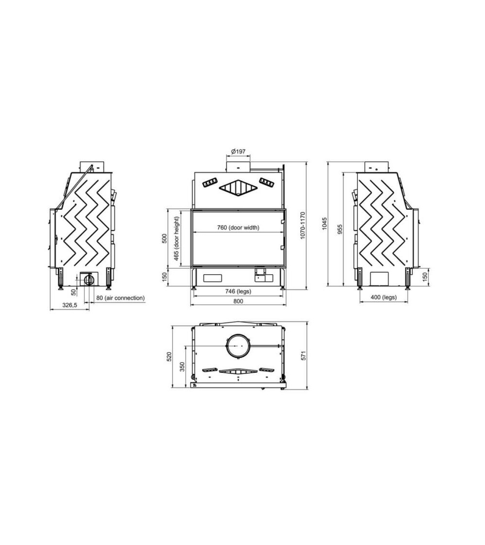 Inserto para chimenea 80 CM EVO 20-17kW Inserto para chimenea 80 CM EVO 20-17kW