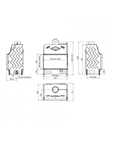 Insert de cheminée 80 CM EVO 20-17kW