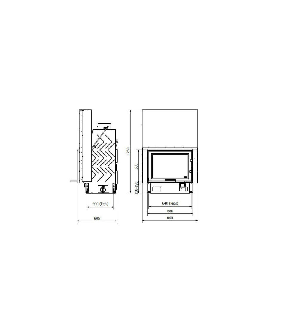 Inserto para chimenea 80 CM LD EVO 8-14kW diseño de alta gama