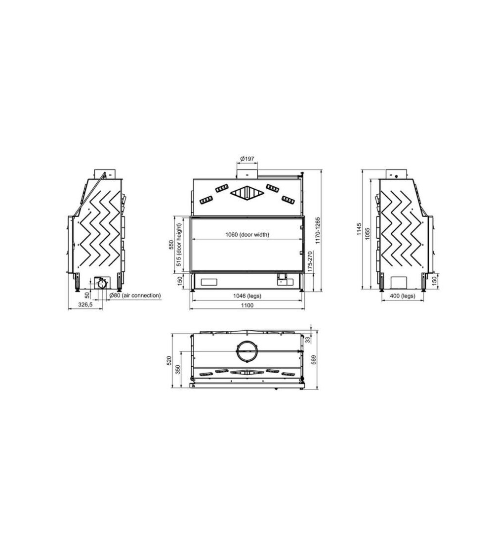 Inserto para chimenea 100 EVO LD d200 96 CM 10-17kW diseño de alta gama Inserto para chimenea 100 EVO LD d200 96 CM 10-17kW diseño de alta gama