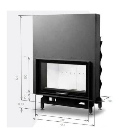 Insert de cheminée 100 EVO LD d200 96 CM 10-17kW design haut de gamme