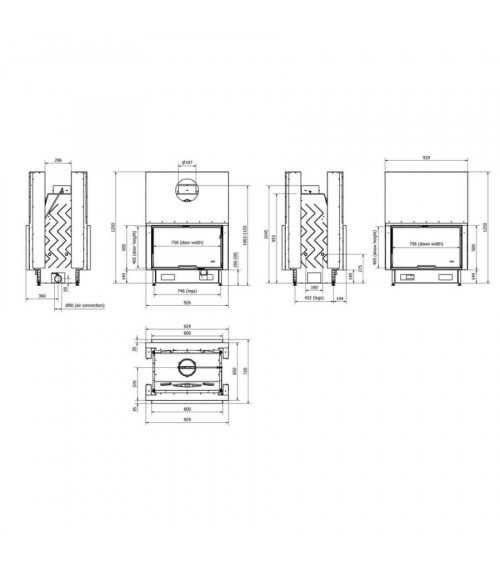 Insert de cheminée 100 EVO TUNNEL LD d200 96 CM 8-14kW design haut de gamme