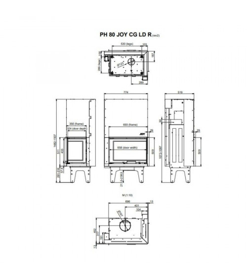 Inserto para chimenea 80 JOY CG LD R d200 78 CM 4-7kW