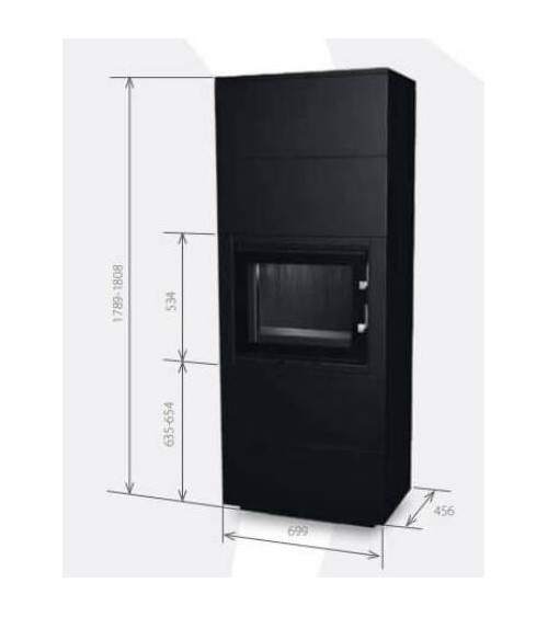 Insert de cheminée 60 B meuble noir 2+2 70x179 CM 4-6 kW