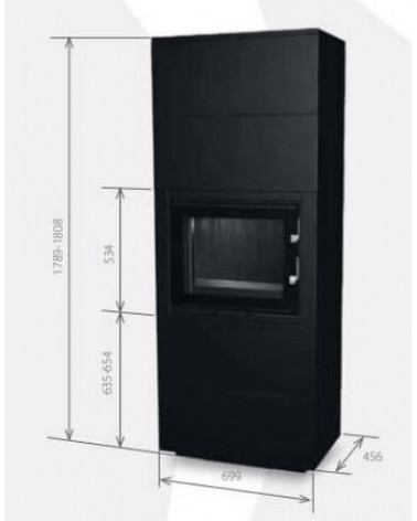 Insert de cheminée 60 B meuble noir 2+2 70x179 CM 4-6 kW