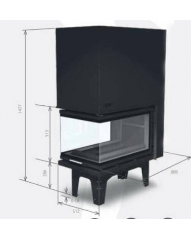 Insert de cheminée 80 JOY V LD d200 52 CM 4-7kW