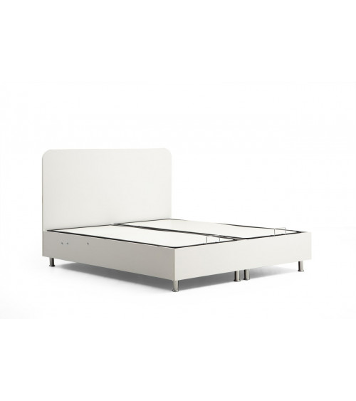 LIT coffre + tête de lit KALE 160x200 cm blanc