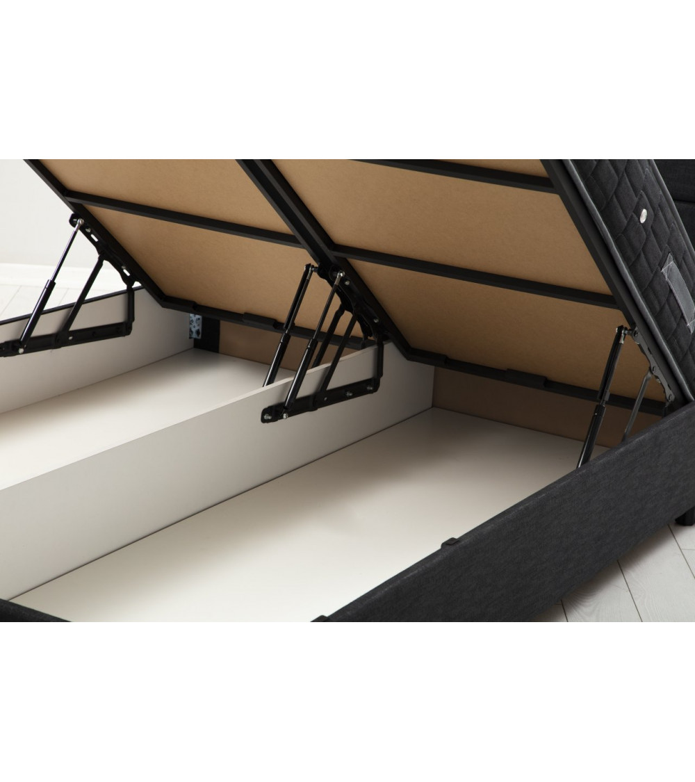 LIT coffre + tête de lit MOTYA 160x200 cm anthracite