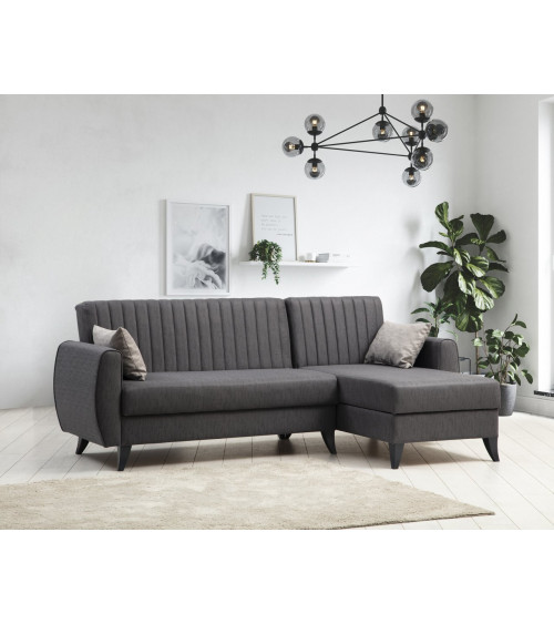 Ensemble canapé convertible et fauteuil ALKON BOX gris foncé