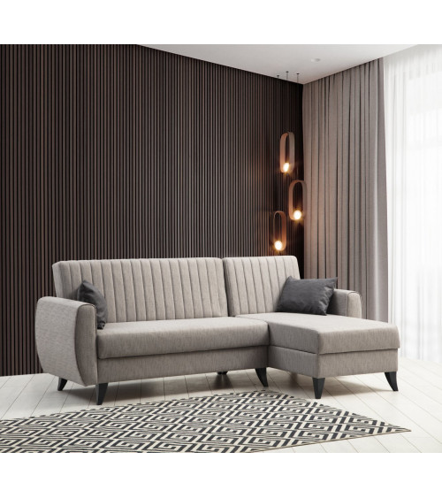 Ensemble canapé convertible et fauteuil ALKON BOX gris clair