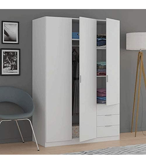 Armario 3 Puertas + 3 cajones blanco artik 1,80x1,21 cm