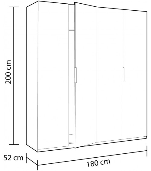 Armoire 4 Portes blanc brillant 180x200 cm