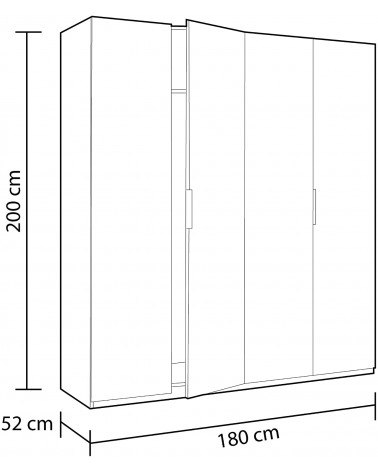 Armario con 4 puertas blanco brillante 180x200 cm