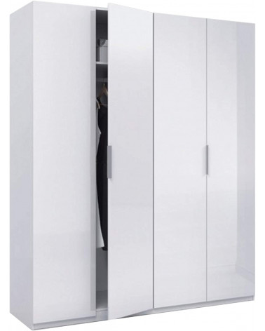 Armario con 4 puertas blanco brillante 180x200 cm