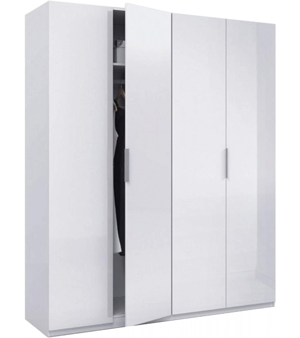 Armoire 4 Portes blanc brillant 180x200 cm Armoire 4 Portes blanc brillant 180x200 cm