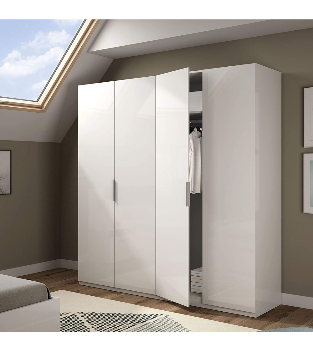 Armoire 4 Portes blanc brillant 180x200 cm Armoire 4 Portes blanc brillant 180x200 cm