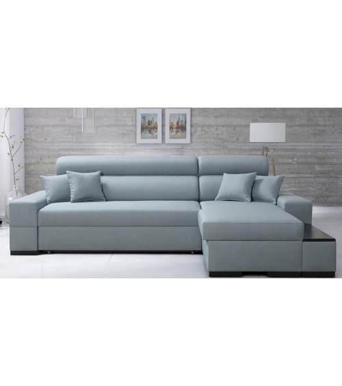 Canapé d'angle convertible AURORE 260 X 170 cm bleu