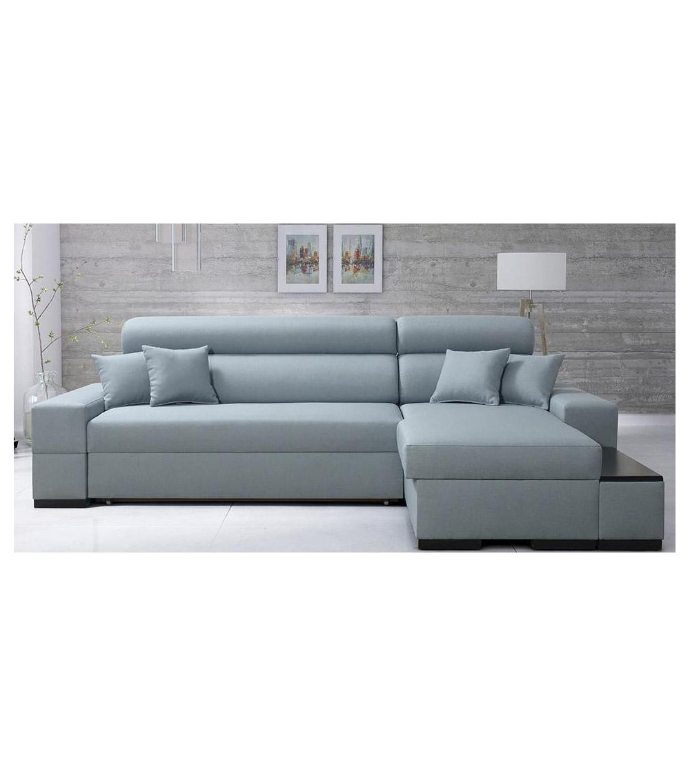 Canapé d'angle convertible AURORE 260 X 170 cm bleu