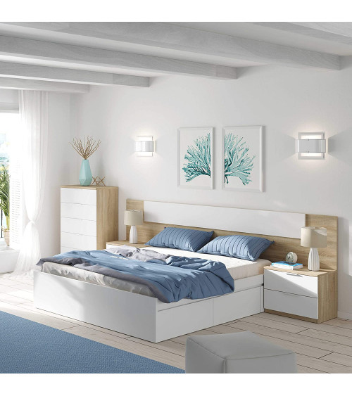 Cadre de lit avec 4 tiroirs blanc artik 156x196 cm