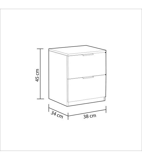 Table de chevet 2 tiroirs chêne 45x38x34 cm