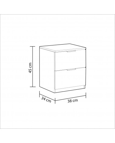 Table de chevet 2 tiroirs chêne 45x38x34 cm