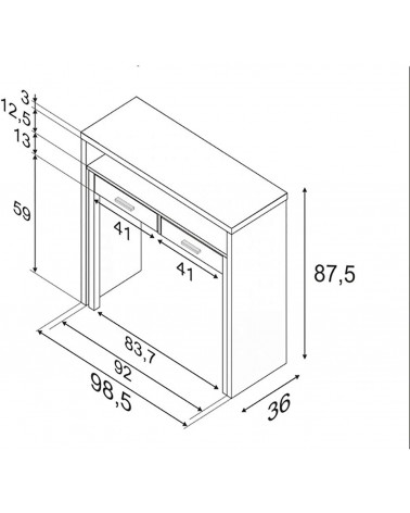 Bureau / Console Extensible 99 cm chêne canadian-blanc artik