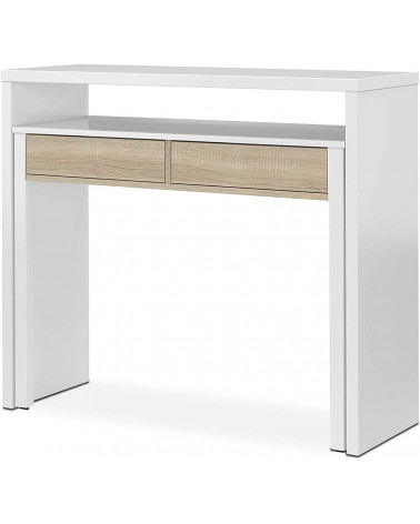 Bureau / Console Extensible 99 cm chêne canadian-blanc artik