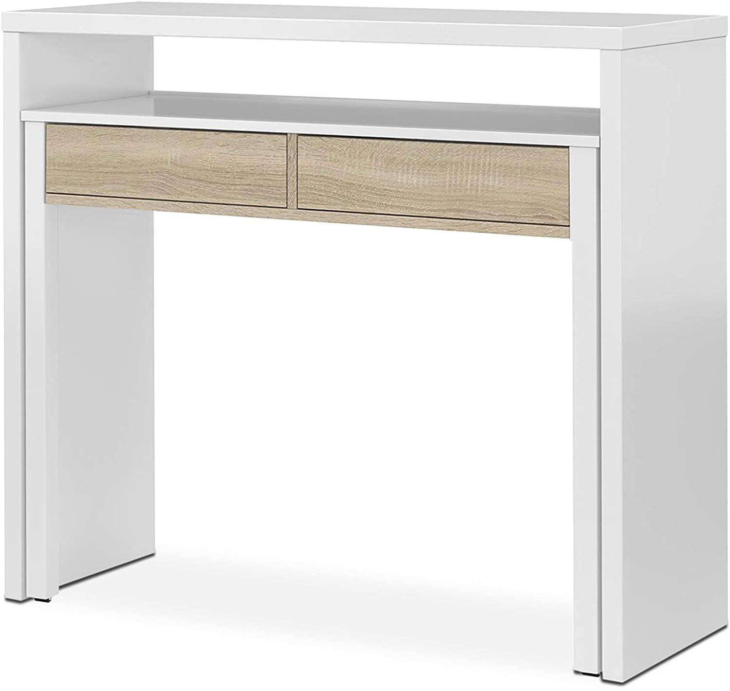 Mesa de escritorio extensible Seven (L x An x Al: 36 x 99 x 88 cm, Blanco)