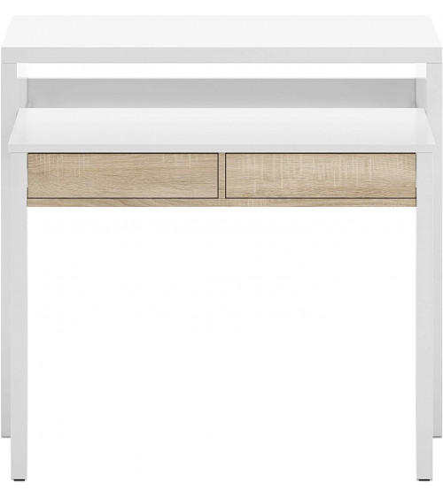 Bureau / Console Extensible 99 cm chêne canadian-blanc artik