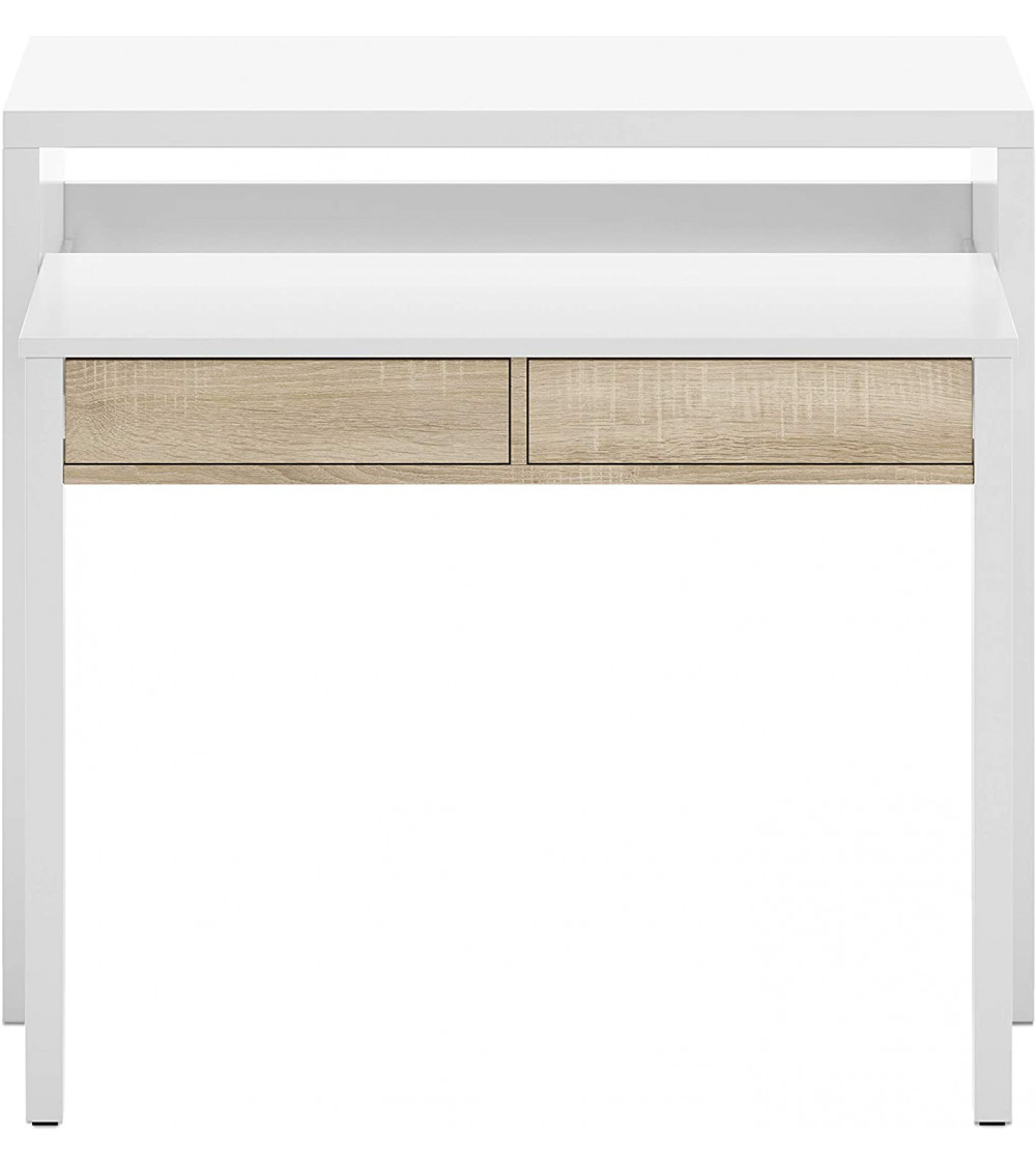 Bureau / Console Extensible 99 cm chêne canadian-blanc artik Bureau / Console Extensible 99 cm chêne canadian-blanc artik