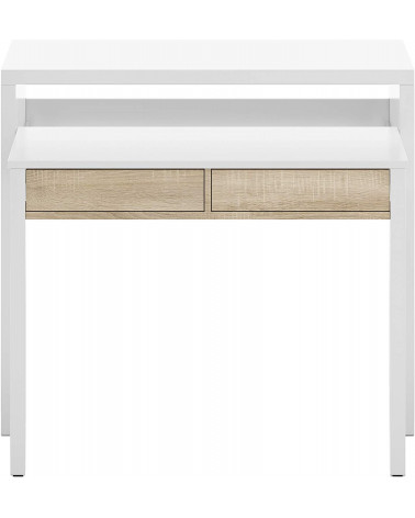 Bureau / Console Extensible 99 cm chêne canadian-blanc artik