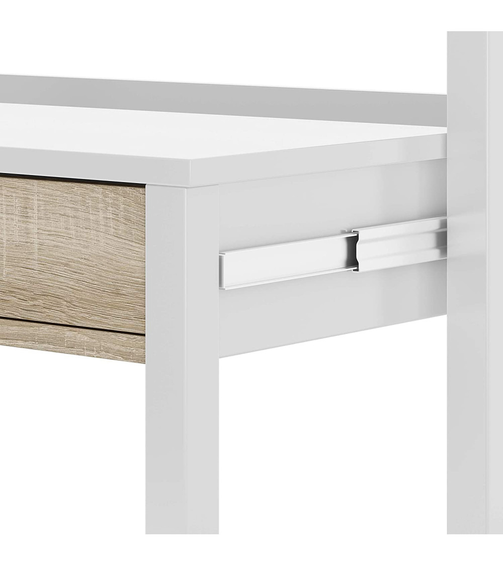 Bureau / Console Extensible 99 cm chêne canadian-blanc artik Bureau / Console Extensible 99 cm chêne canadian-blanc artik