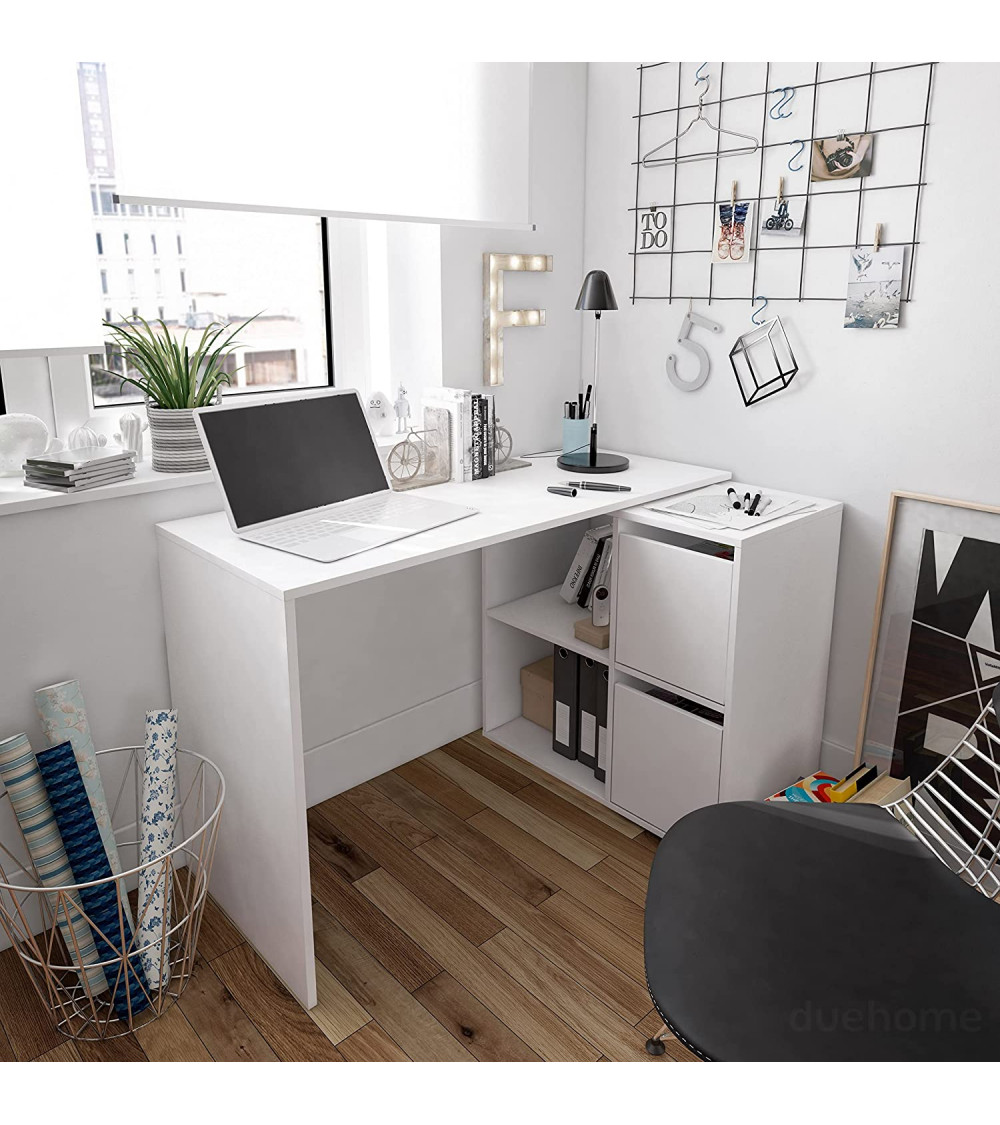 promesa Dirigir Negar Escritorio modular de esquina con almacenaje - 4 posiciones de montaje posibles, blanco artik promesa Dirigir Negar Escritorio modular de esquina con almacenaje - 4 posiciones de montaje posibles, blanco artik