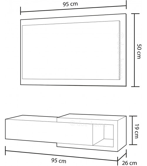 Meuble d'Entrée reversible 1 Tiroir + Miroir 95 x 26 x 19 cm blanc artik-chêne Alaska