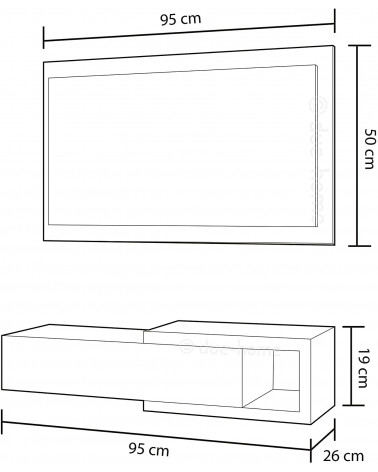 Meuble d'Entrée reversible 1 Tiroir + Miroir 95 x 26 x 19 cm blanc artik-chêne Alaska