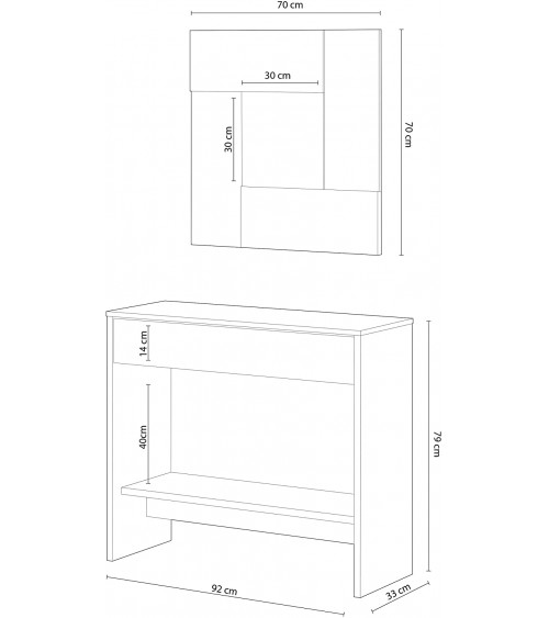 Mueble de entrada/Consola con espejo roble canadian