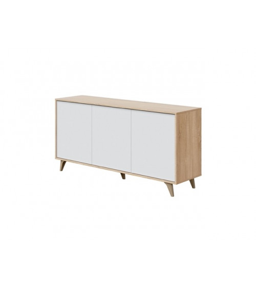 Buffet 3 portes 154 x 40 x 75 cm chêne canadian-blanc artik