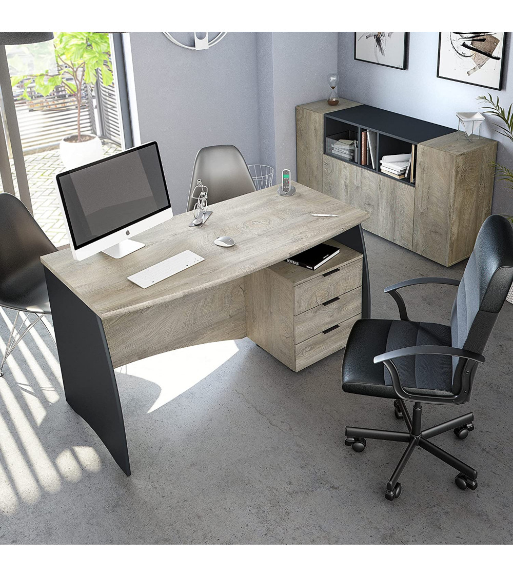 Buffet 3 portes 150 x 41 x 76 cm chêne Alaska-gris anthracite Buffet 3 portes 150 x 41 x 76 cm chêne Alaska-gris anthracite