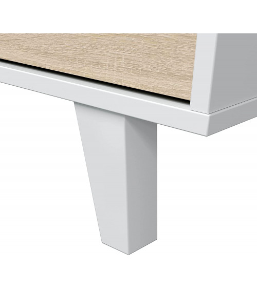 Aparador de 3 puertas 154 x 41 x 75 cm roble canadian-blanco brillo