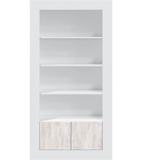 Bibliothèque 4 étagères + 2 portes 94 x 35 x 181 cm blanc artik-blanc poli