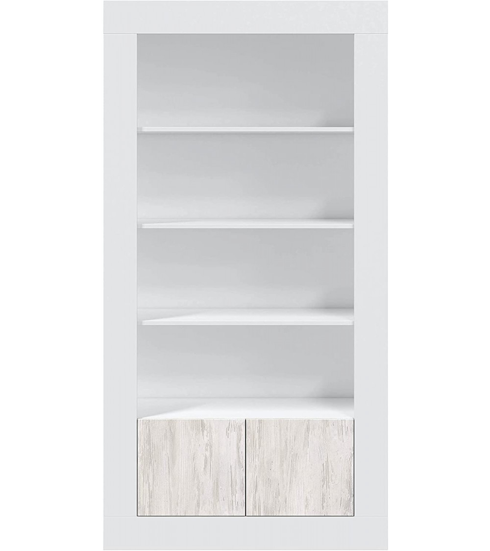 Librería 4 estantes + 2 puertas 94 x 35 x 181 cm blanco artik-blanco pulido Librería 4 estantes + 2 puertas 94 x 35 x 181 cm blanco artik-blanco pulido