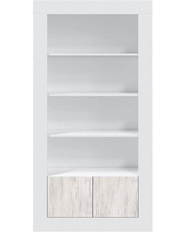 Bibliothèque 4 étagères + 2 portes 94 x 35 x 181 cm blanc artik-blanc poli