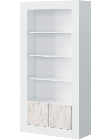 Librería 4 estantes + 2 puertas 94 x 35 x 181 cm blanco artik-blanco pulido