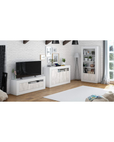 Librería 4 estantes + 2 puertas 94 x 35 x 181 cm blanco artik-blanco pulido