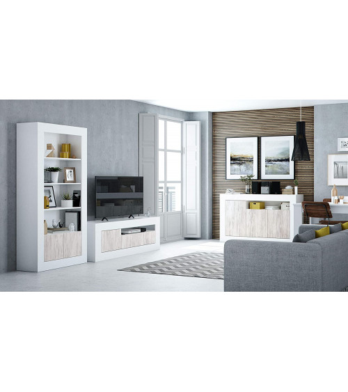 Librería 4 estantes + 2 puertas 94 x 35 x 181 cm blanco artik-blanco pulido